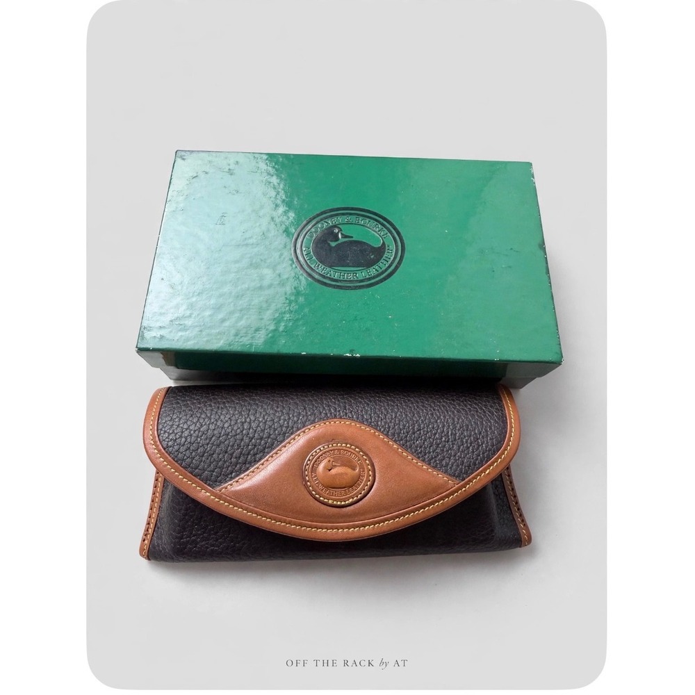 Dooney & Bourke All Weather Leather Glasses Case Brown Tan Vintage Duck Logo Box
